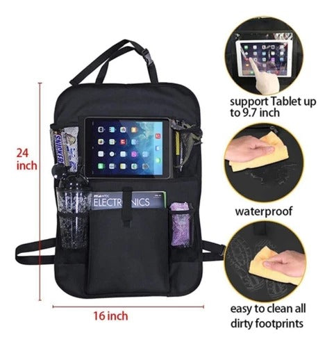 Organizador trasero de asiento con soporte para tablet